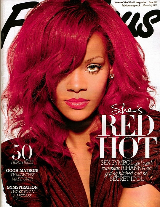 rihanna with red hair loud. On her red hair:
